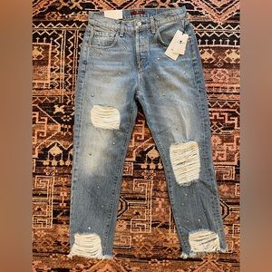 7 for all mankind size 26 studded high waist josefina skinny boyfriend